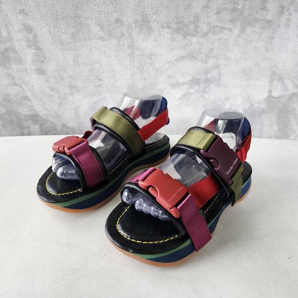 See By Chloe Sandals Womens Size 7 Fabri Ysee Revolve Buckles Leather Nylon - Picture 11 of 12